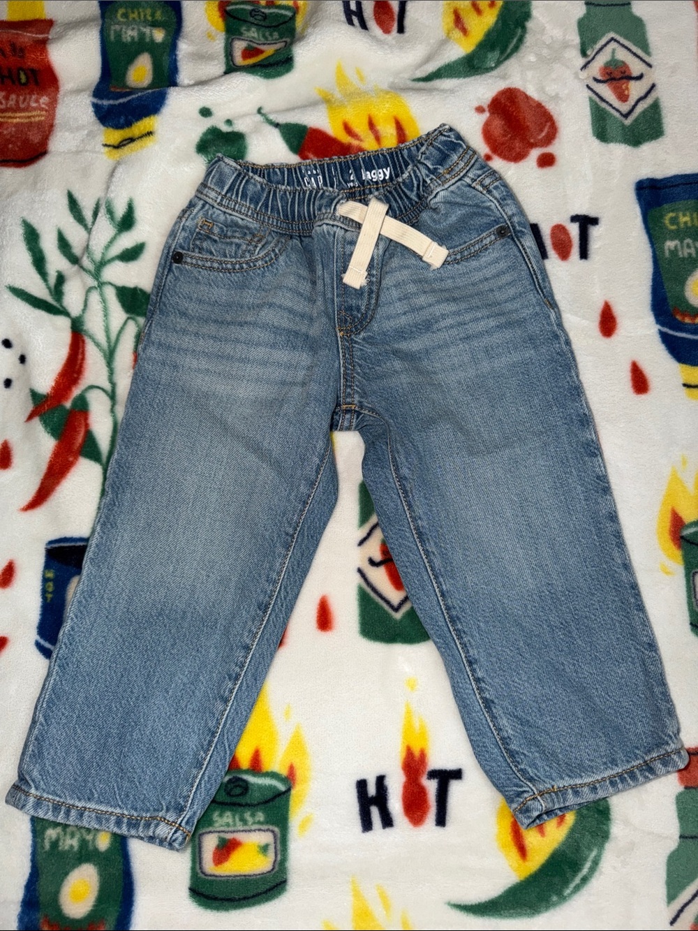 NWOT Baby GAP Light Blue Elastic Waist Denim with Drawstring 2T